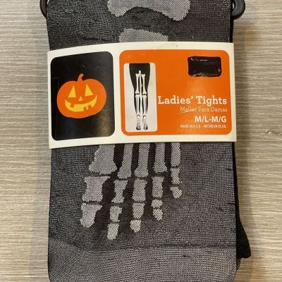 Skeleton HALLOWEEN Tights Panty Hose Med /Lrg 110-170 Pounds 5’5”-5'11 New